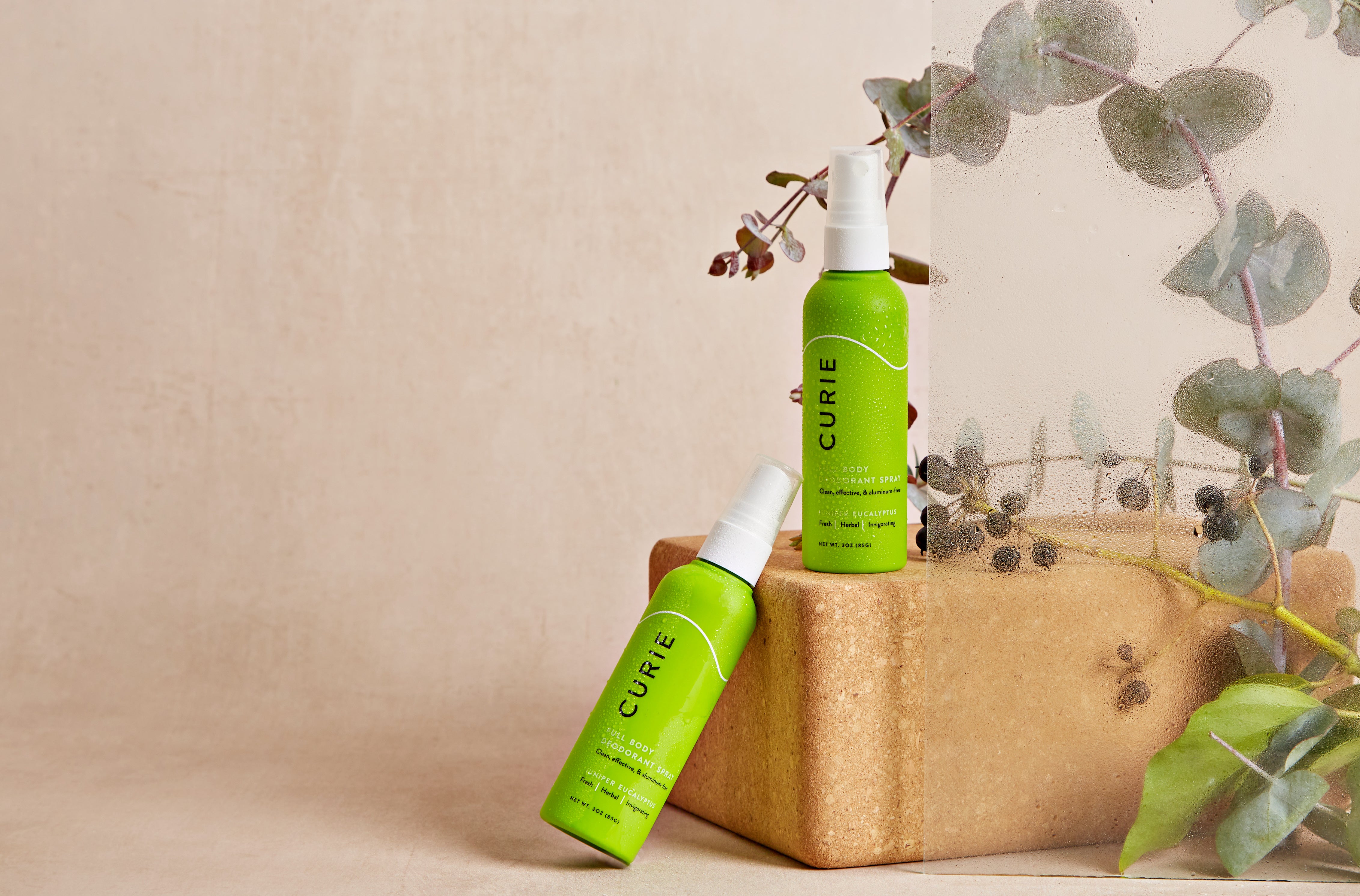 bottles of curie juniper eucalyptus scent